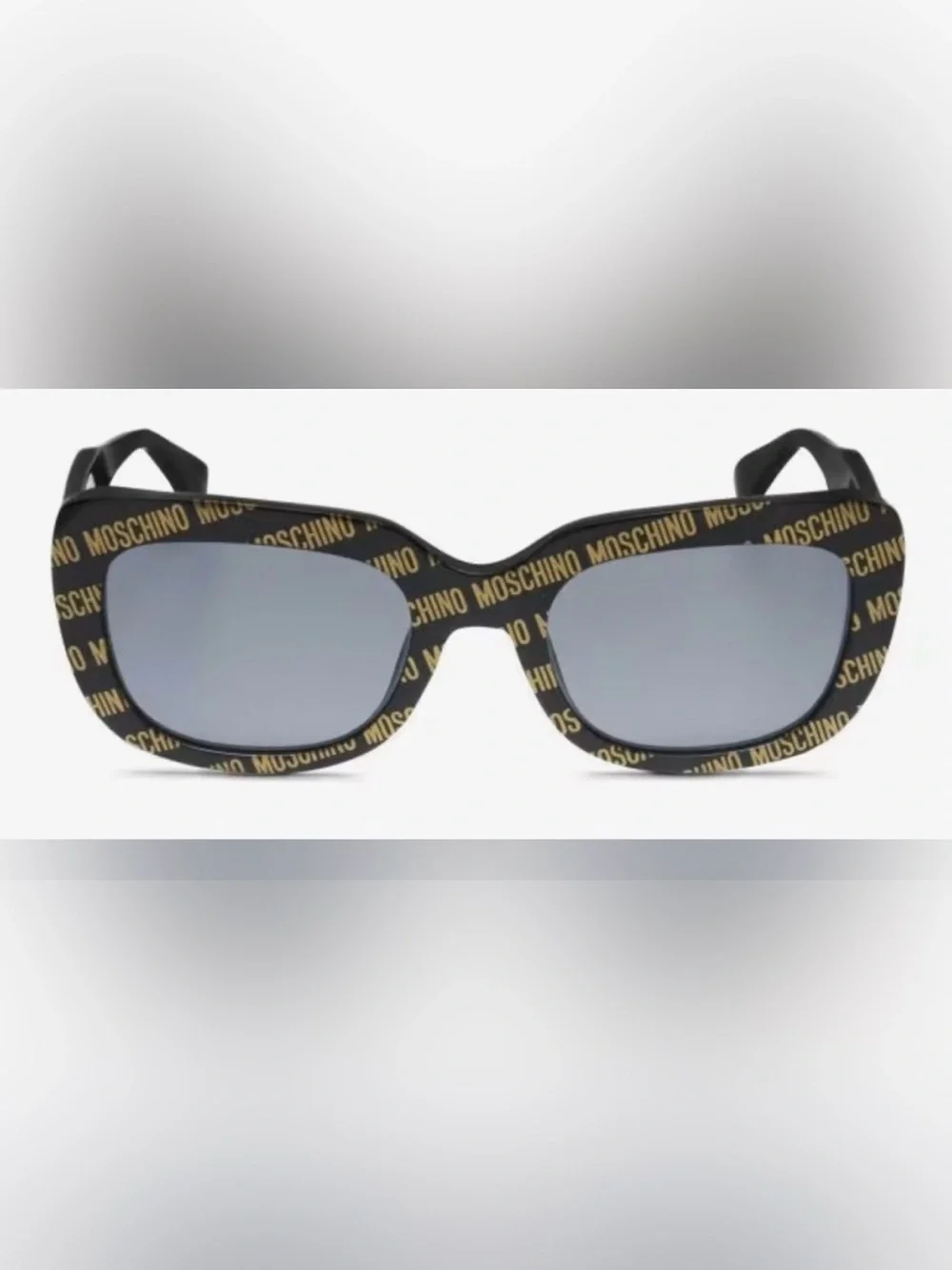 Moschino Black and Gold Logo Square Sunglasses